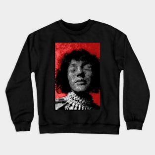 Portrait, digital collage and special processing. Woman with closed eyes. Mystic and beautiful.  Red and gray. Reflexes. Crewneck Sweatshirt